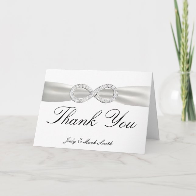 Diamond Infinity White Wedding Thank You Card (Front)