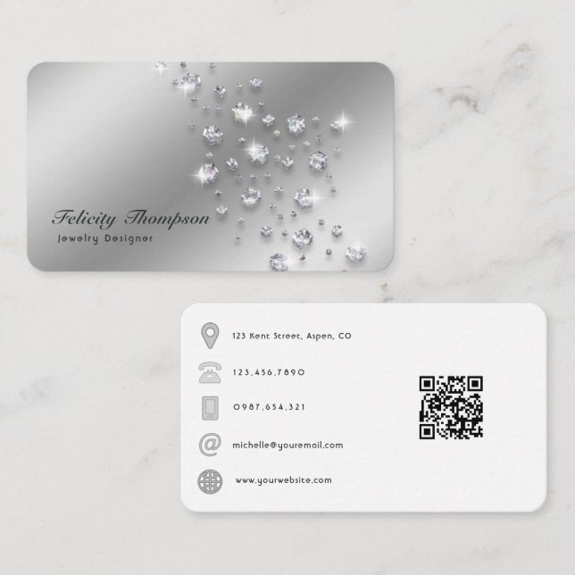 Diamond Jewellery Designer QR Code Business Card (Front/Back)