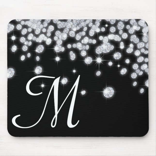 Diamond Jewels Jewellery Monogram Initial Mouse Pa Pad (Front)