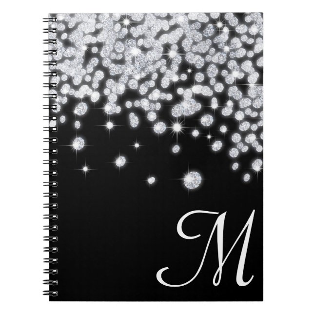 Diamond Jewels Jewellery Monogram Initial Note Boo Spiral Notebook (Front)