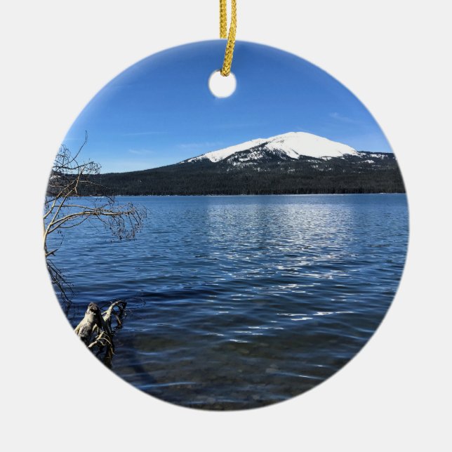 Diamond Lake, Oregon Ceramic Tree Decoration (Front)