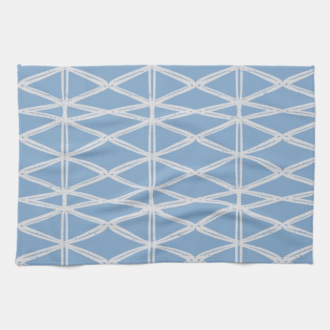 Diamond Lattice contemporary modern triangle blue Tea Towel (Horizontal)