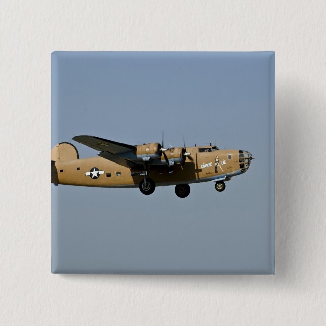 Diamond Lil B-24 Bomber, landing at Oshkosh, 15 Cm Square Badge (Front)
