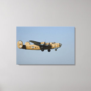 Diamond Lil B-24 Bomber, landing at Oshkosh, Canvas Print