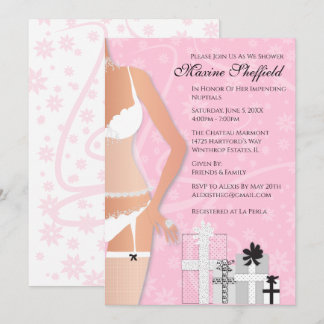 Diamond Lingerie Bridal Shower Pink and White Invitation
