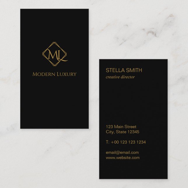 Diamond Logo | Black & Gold Business Card (Front/Back)