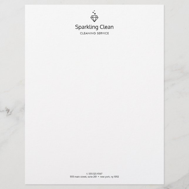 Diamond Logo House Cleaning Service Custom Letterhead (Front)