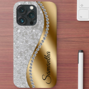 Diamond Look Gold Metal Personalised Glam Case-Mate iPhone Case