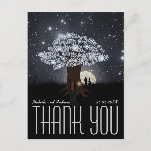 Diamond Love Tree - Wedding Thank You Postcard (Front)