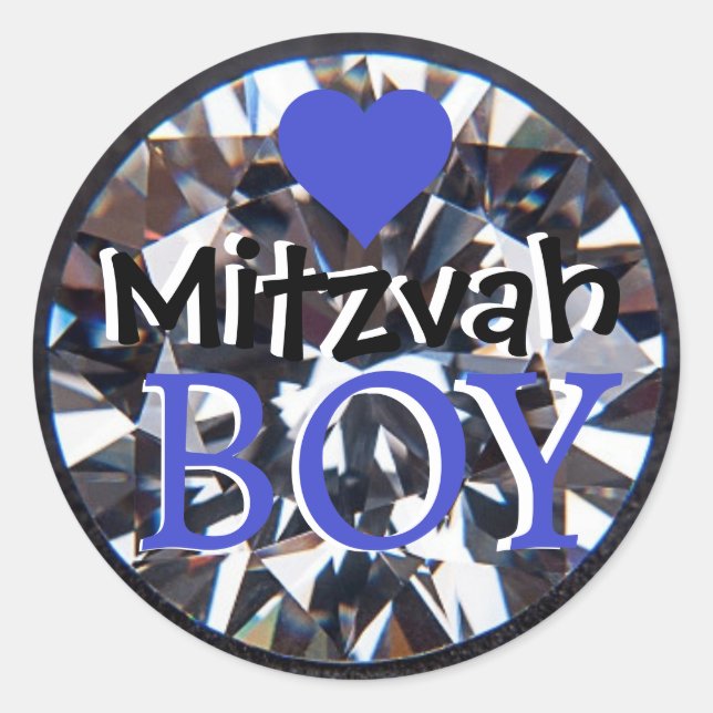 Diamond Mitzvah Boy Classic Round Sticker (Front)