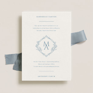 Diamond Monogram Elegant Floral Wedding Invitation