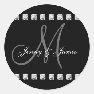 Diamond Monogram Names Wedding Stickers