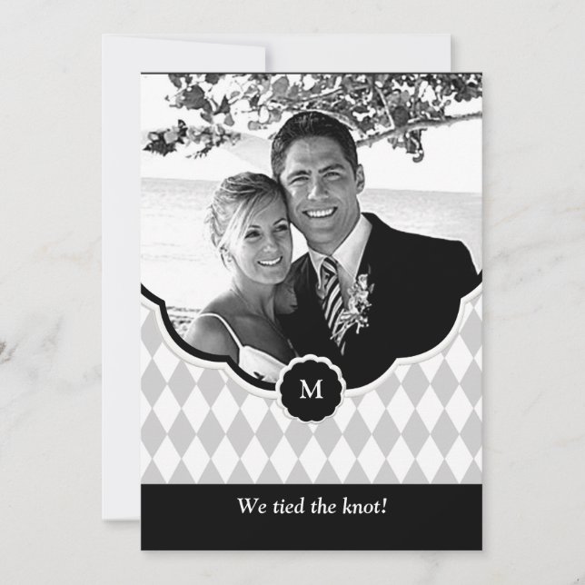 Diamond Monogram Photo Wedding Announcement (Front)