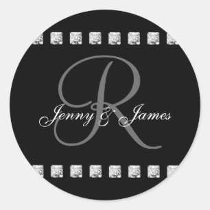 Diamond Monogram R Wedding Favour Stickers