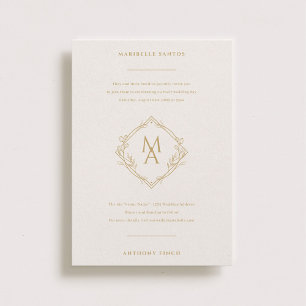 Diamond Monogram With Flowers Wedding Invitation