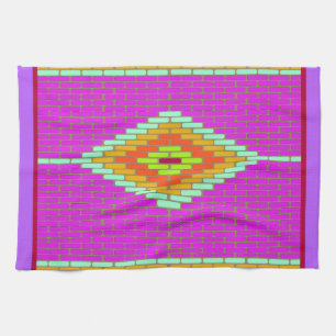 Diamond Mosaic tiles bright colour kitchen towel