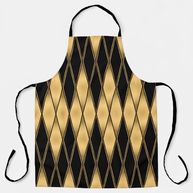 Diamond motif: gold-black elegant pattern. apron (Front)