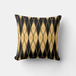 Diamond motif: gold-black elegant pattern. cushion