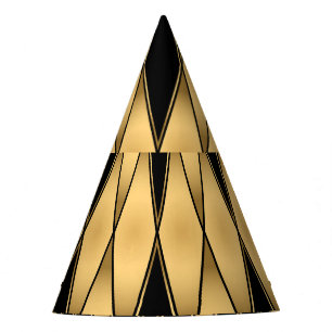 Diamond motif: gold-black elegant pattern. party hat