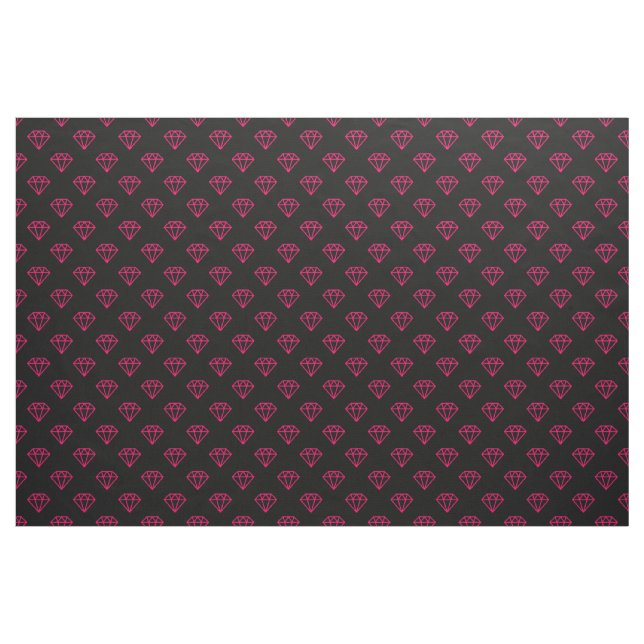 Diamond - Neon Red on Black Fabric (Yard)