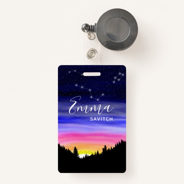 Diamond Night Badge ID Badge (Front with Retractable)