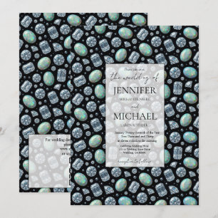 Diamond + Opals Formal Luxury QR Code Wedding Invitation