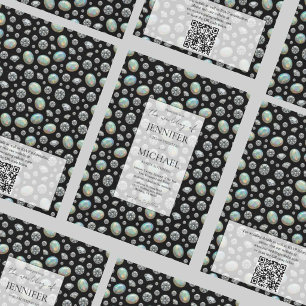 Diamond + Opals Formal Luxury QR Code Wedding Invitation