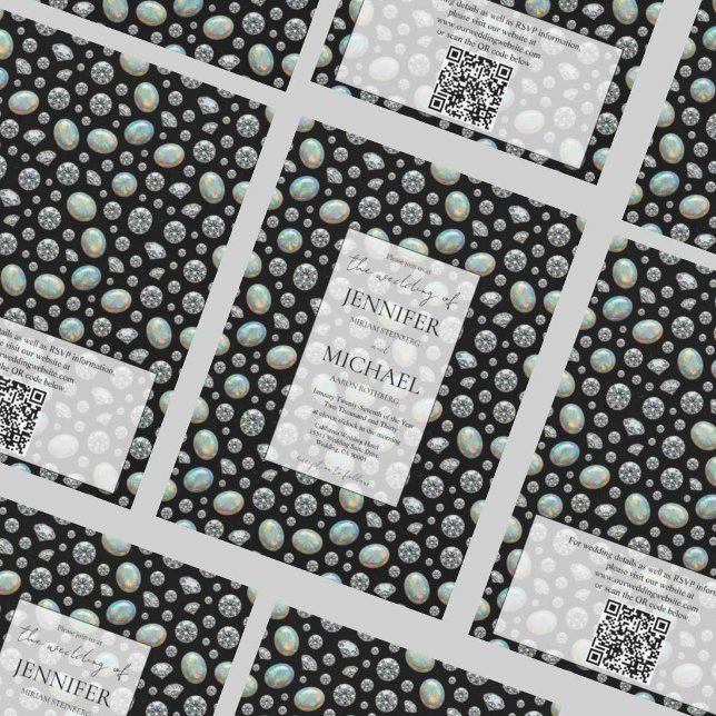 Diamond + Opals Formal | Luxury QR Code Wedding Invitation (Creator Uploaded)