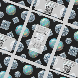 Diamond + Opals Formal Luxury QR Code Wedding Invitation