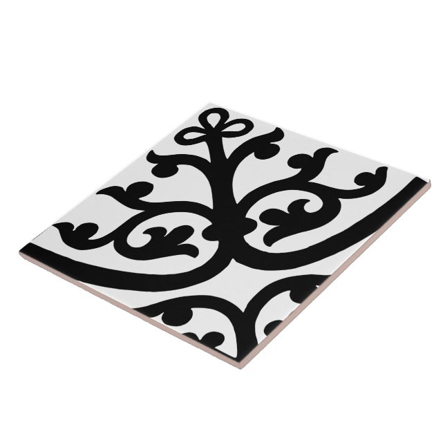 Diamond Orientated Stylish Abstract Black & White Tile (Side)