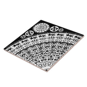 Diamond Orientation Black and White Intricate Tile