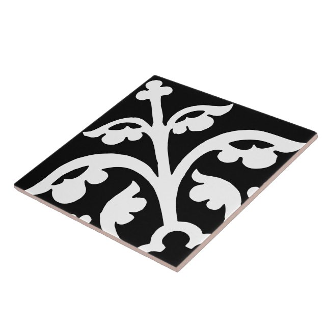 Diamond Orientation Stylish Abstract Black & White Tile (Side)