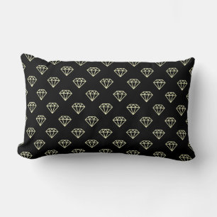 Diamond - Pale Yellow on Black Lumbar Cushion