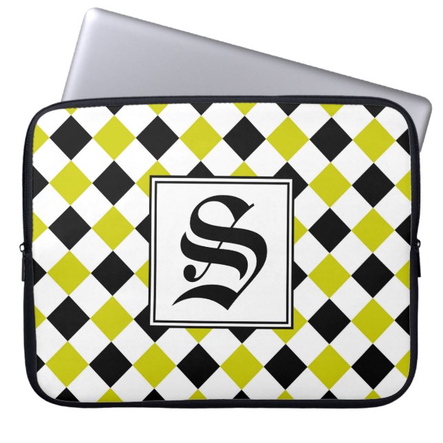 Diamond Pattern #1 Monogrammed Laptop Sleeve (Front)