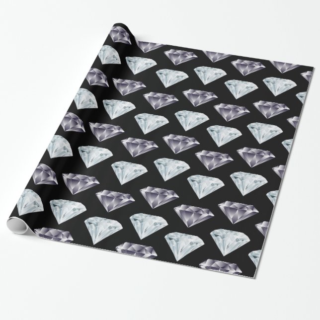 Diamond Pattern Bling Bling Luxury Expensive Gift  Wrapping Paper (Unrolled)