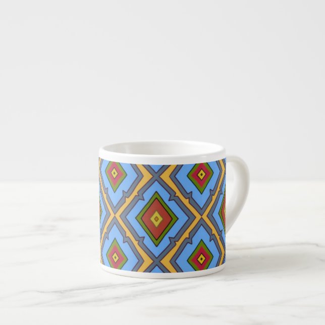Diamond Pattern Blue Red Yellow Green  Espresso Cup (Front Right)