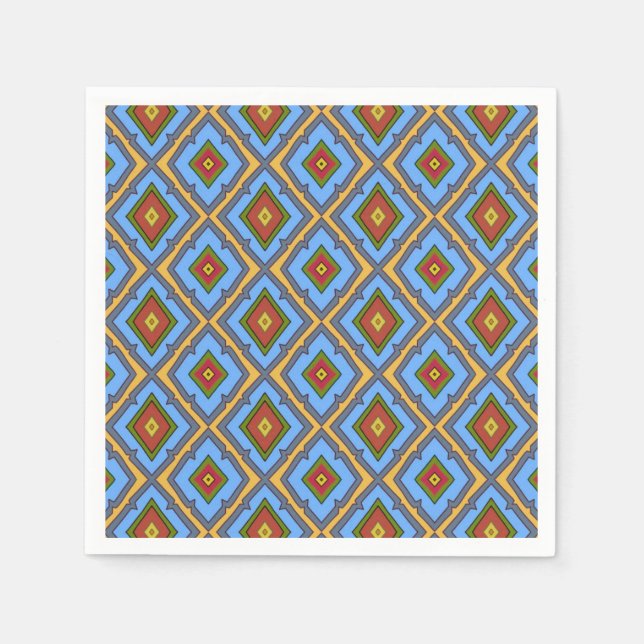 Diamond Pattern Blue Red Yellow Green  Napkin (Front)