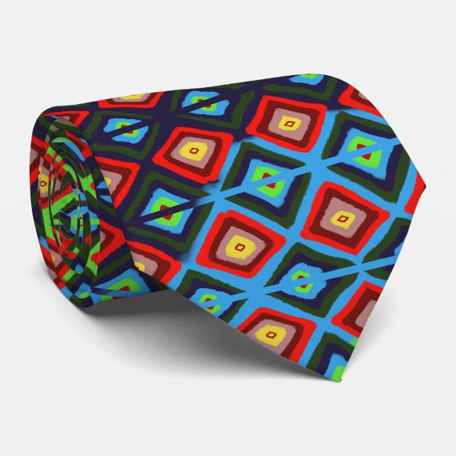 Diamond Pattern Bold Tribal Festive Tie (Rolled)