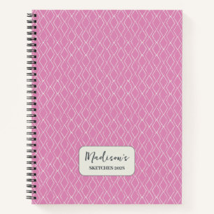 Diamond Pattern Fuchsia Pink Personalised Notebook