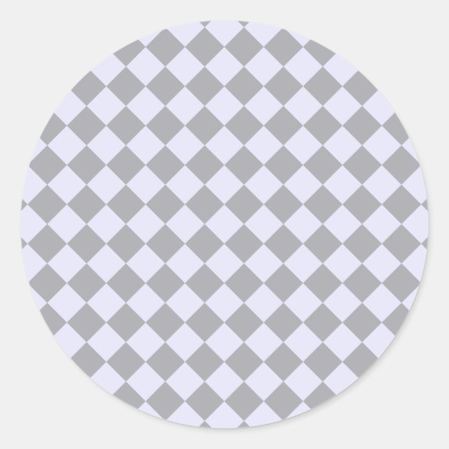 Diamond pattern in grey and lavender classic round sticker (Front)