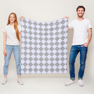 Diamond pattern in grey and lavender fleece blanket