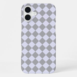 Diamond pattern in grey and lavender iPhone 16 plus case
