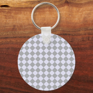 Diamond pattern in grey and lavender key ring