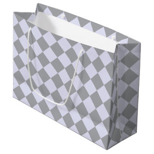 Diamond pattern in grey and lavender large gift bag