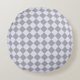 Diamond pattern in grey and lavender round cushion
