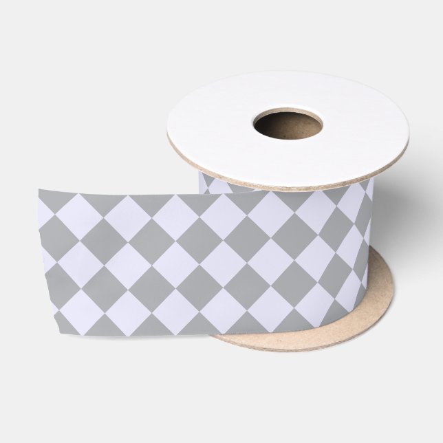 Diamond pattern in grey and lavender satin ribbon (Spool)