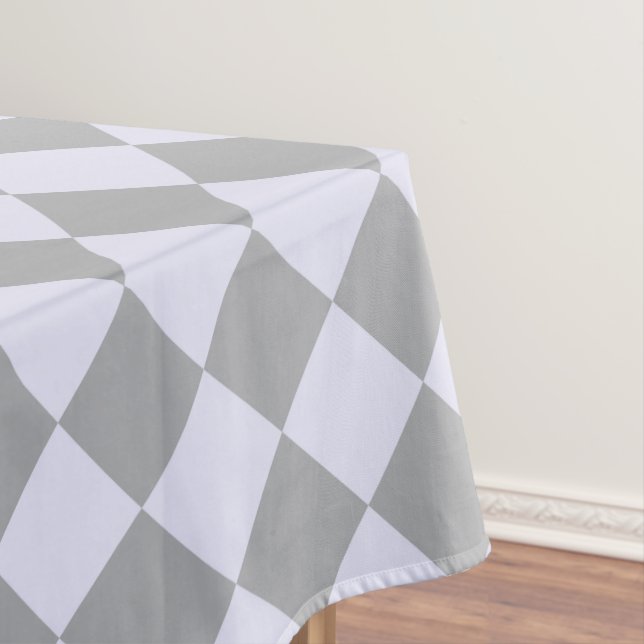 Diamond pattern in grey and lavender tablecloth (In Situ)