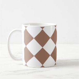 Diamond Pattern in White and Mocha Mousse Coffee Mug