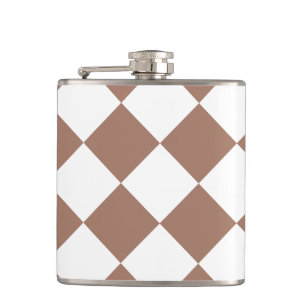 Diamond Pattern in White and Mocha Mousse Hip Flask