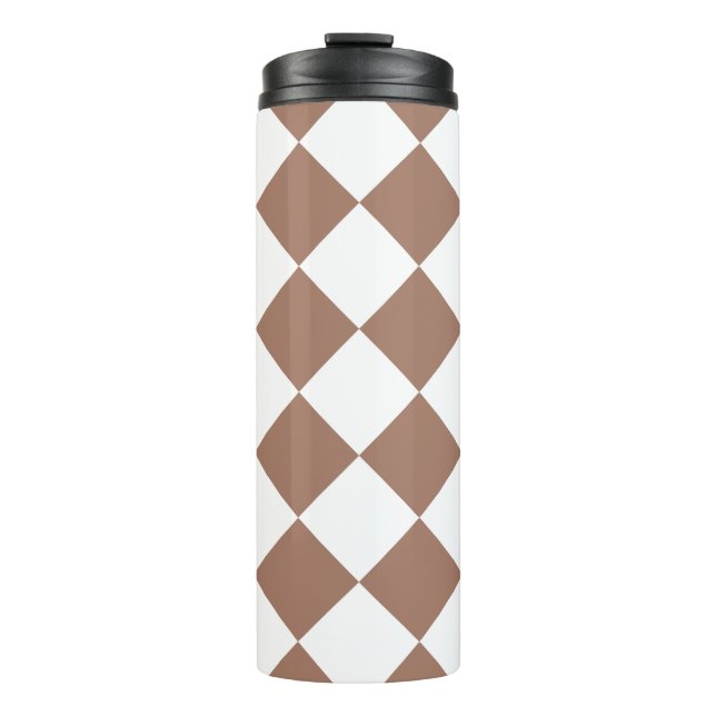 Diamond Pattern in White and Mocha Mousse Thermal Tumbler (Front)